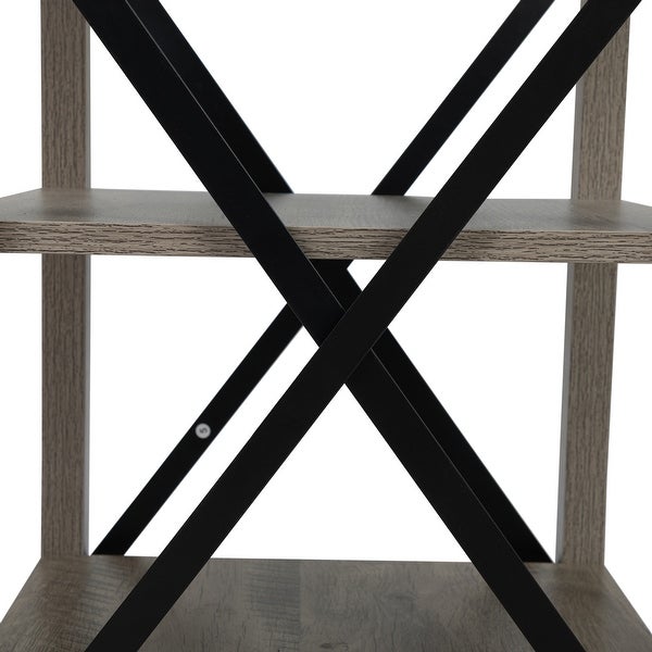 Square 3-Tier Side Table with X-Shaped Metal Support