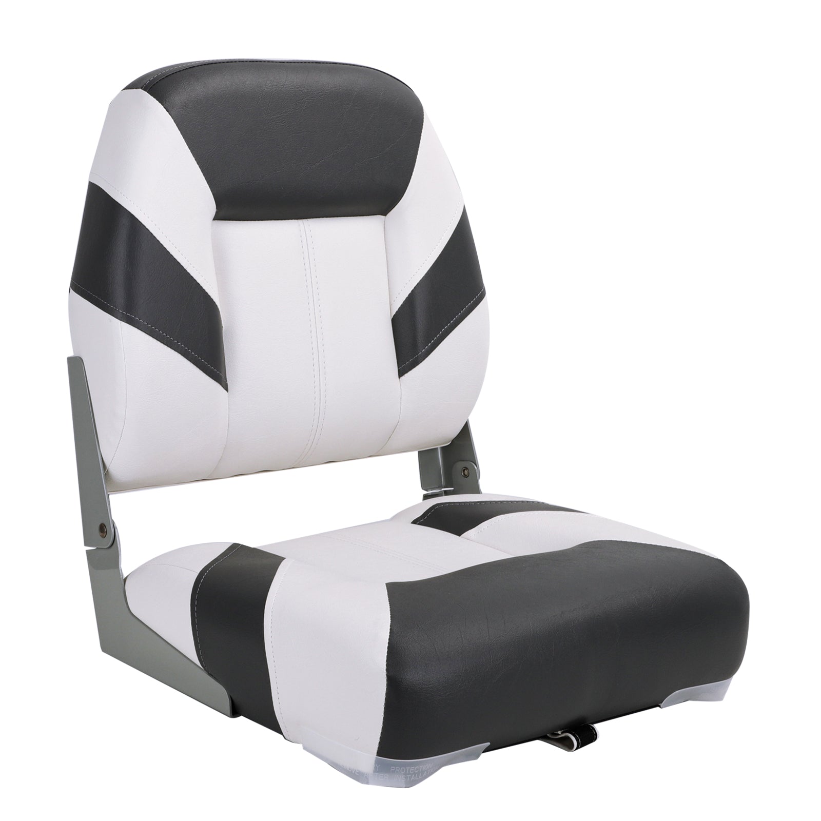 NORTHCAPTAIN Deluxe White/Charcoal Low Back Folding Boat Seat， 1 Seat