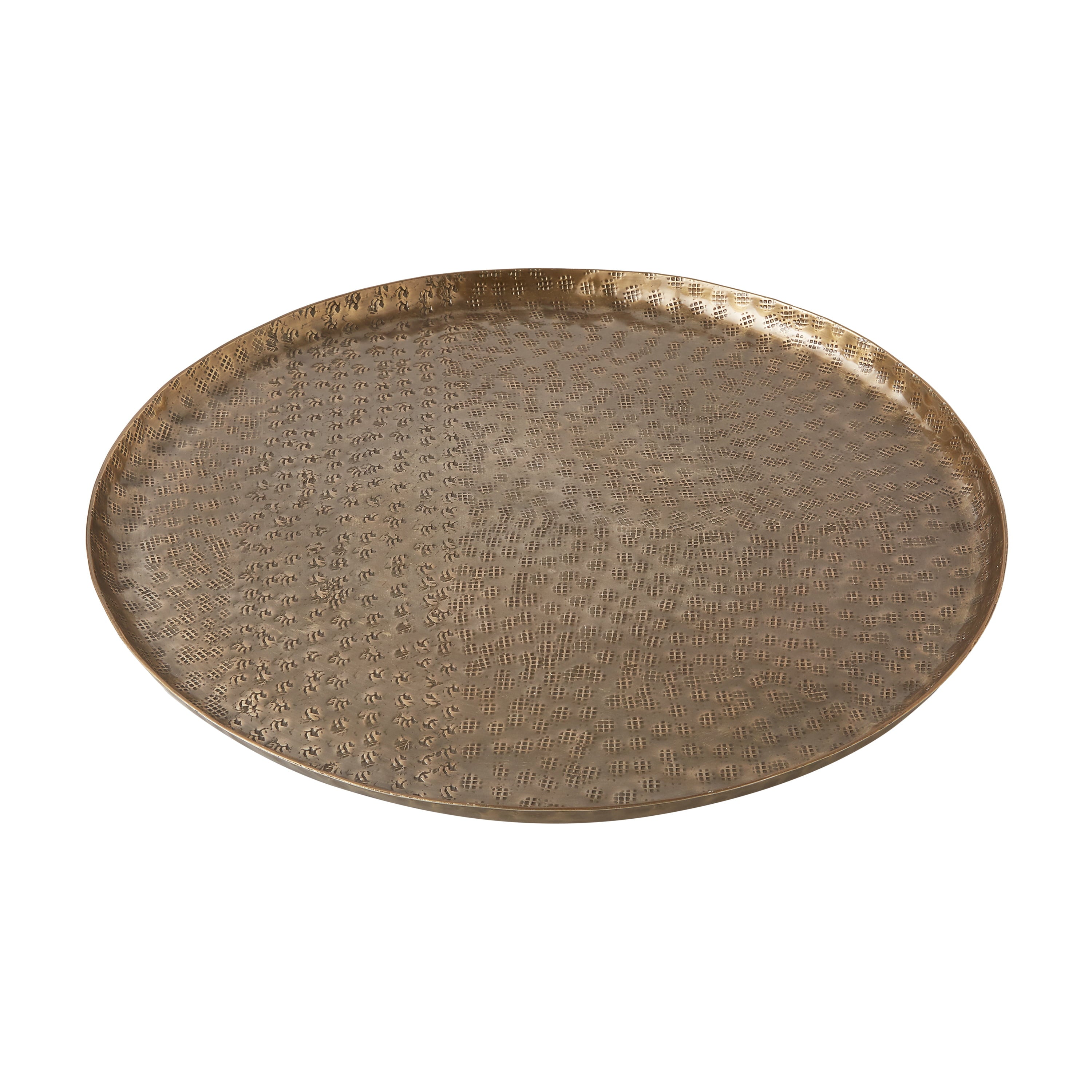 Better Homes and Gardens Medium 14 Round Antique Brass Hammered Metal Tray by Dave and Jenny Marrs