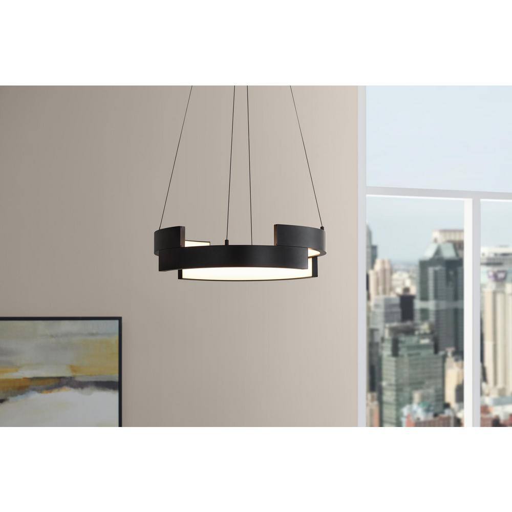 Hampton Bay Mcintosh 33-Watt Integrated LED Matte Black Pendant HD6411B