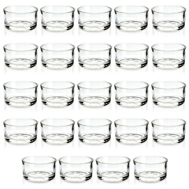 Juvale 24 Pack Clear Glass Short Tealight Candle Holders For Table Centerpieces Wedding Receptions Party Decorations Restaurant Tables 1 X 2 In