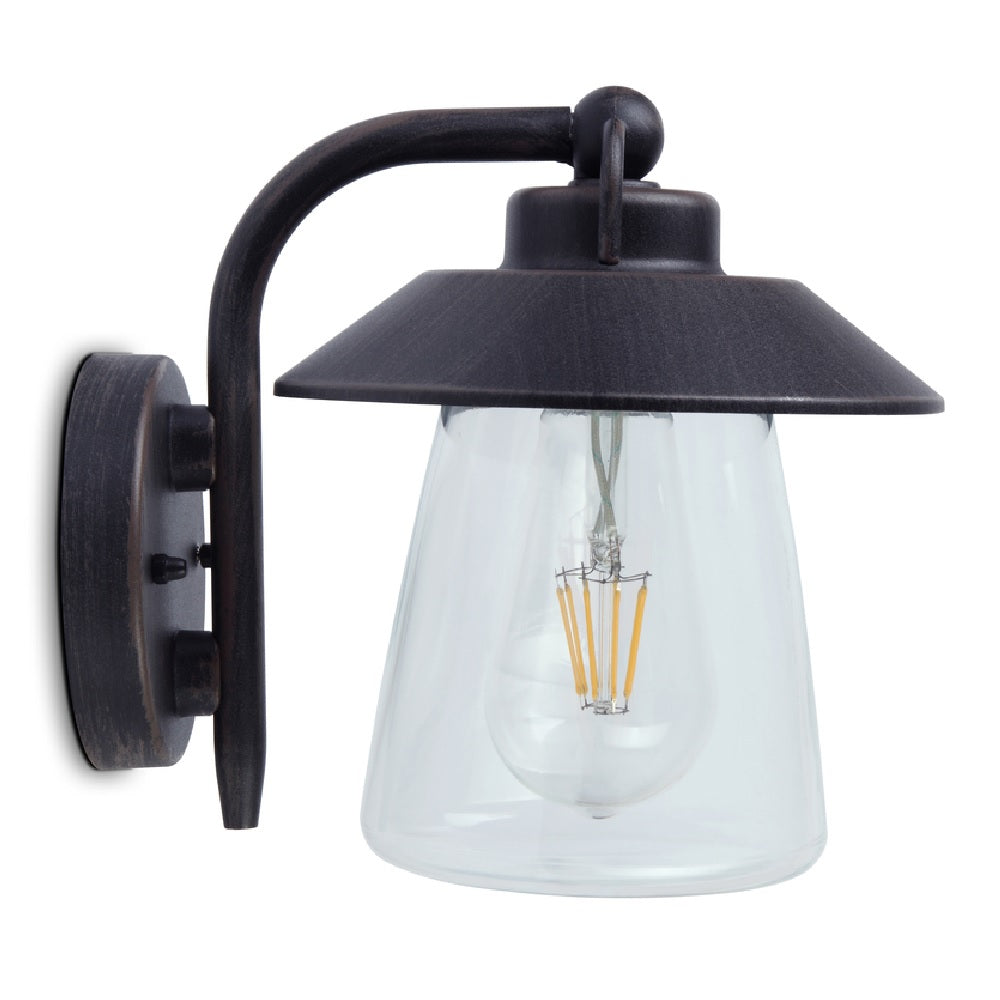 Britala BR5264201213 Black Rust Outdoor Vintage Swan Neck Down Lantern Wall Light