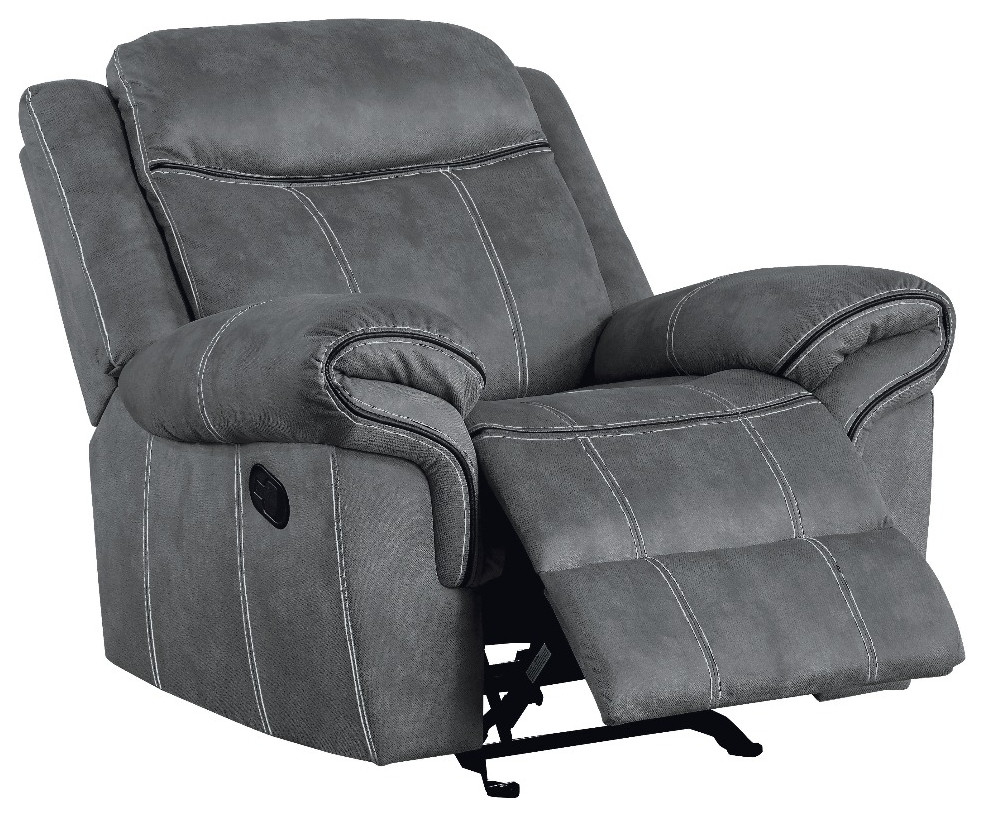 Acme Zubaida Glider Recliner Two Tone Gray Velvet   Transitional   Recliner Chairs   by AMOC  Houzz