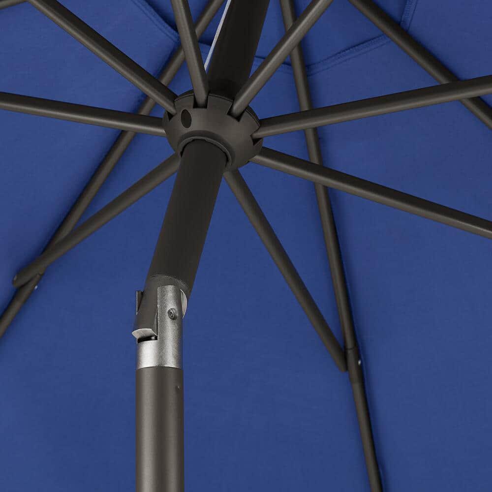 Hampton Bay 9 ft Aluminum Market Crank and Tilt Patio Umbrella in Sky Blue