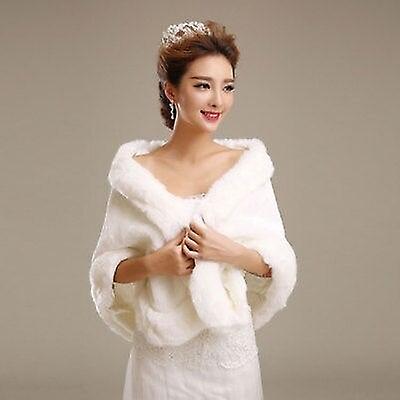 Womens Ladies Wedding Shawl Faux Fur Shrug Bolero