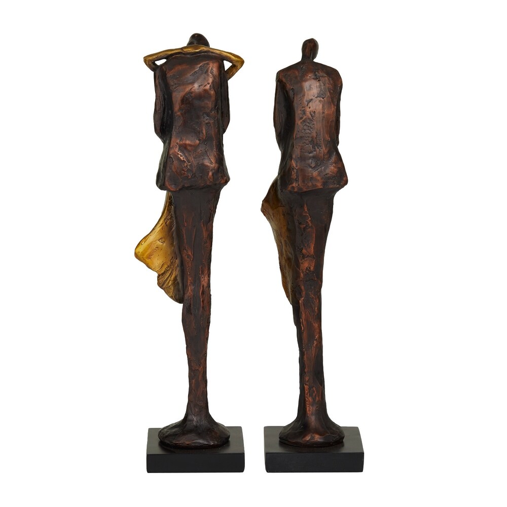 Bronze Polystone Modern People Sculpture (Set of 2)   4 x 4 x 17