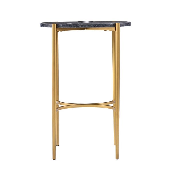 SEI Furniture Carey Contemporary Black Stone Side Table