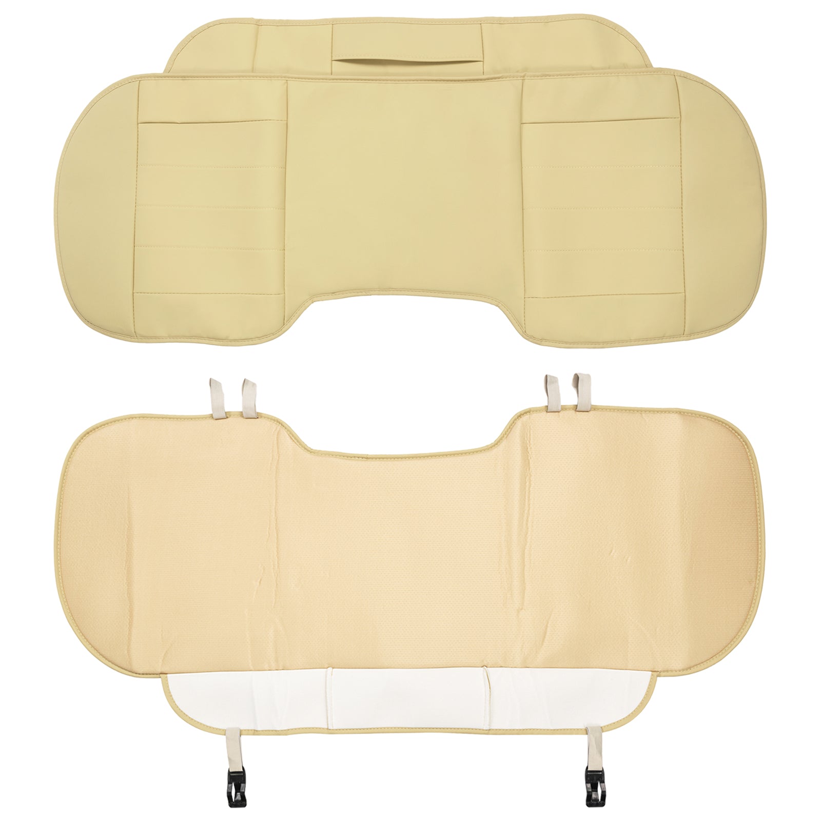 Beige Full Surround Car Rear Back Row Seat Cover Cushion Pu Leather Universal Chair Pad Mat Waterproof