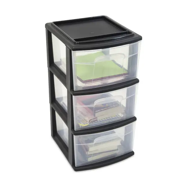 Homz 3-Drawer Black Wheeled Cart