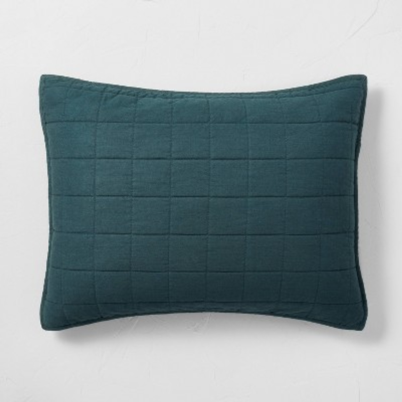 Standard Heavyweight Linen Blend Quilt Pillow Sham Dark Teal Blue - Casaluna™