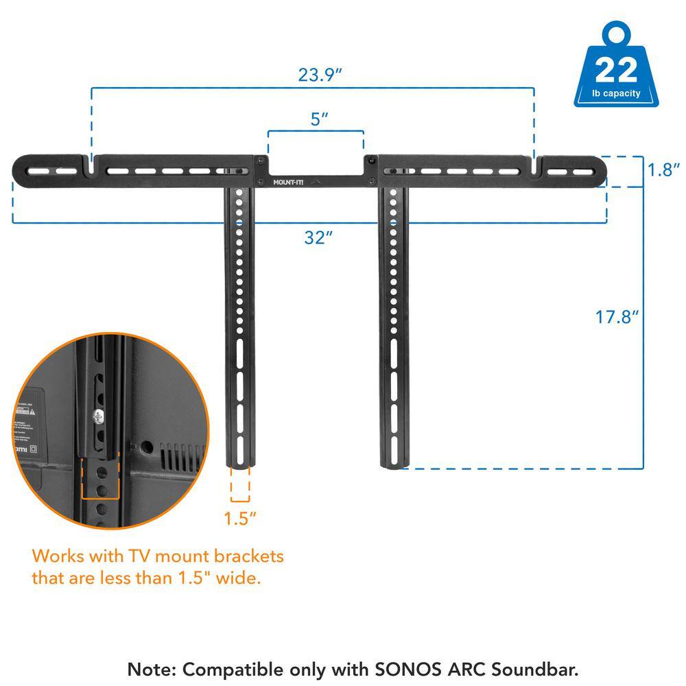 Mount-It! Sonos Arc Sound Bar TV Mounting Bracket MI-SB52