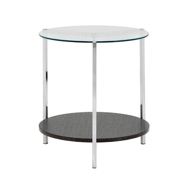 Humberto Chrome Finish End Table With Glass Top Chrome Inspire Q