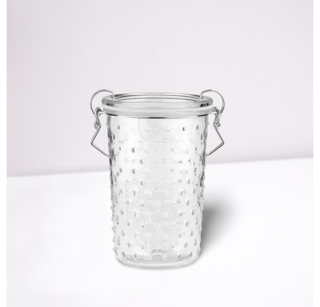 Amici Home Gemma Hobnail Glass Clamp Storage Jar canister Clear