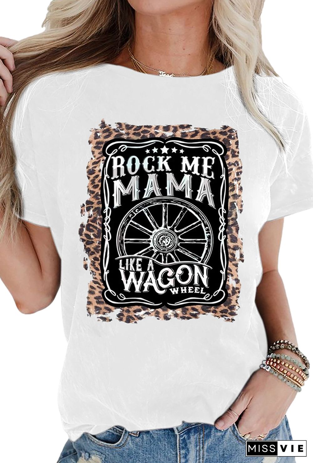 Rock Me MaMa Printed Tees for Women Wholesale Short Sleeve T shirts Top