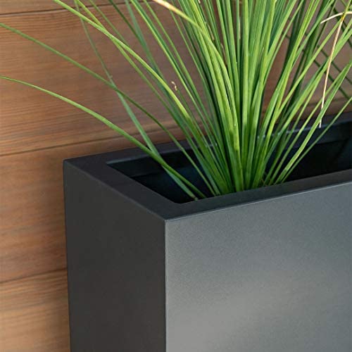 Veradek Metallic Series Galvanized Steel Medium Indoor/Outdoor Span Planter (30′′ H x 10′′ W x 38′′ L, Black)