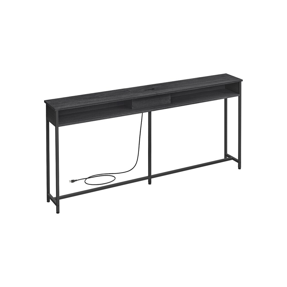 Narrow Console Table   70.9 Inch Sofa Table with 2 Outlet and 2 USB Ports  Long Entryway Table  Home Office or Living Room