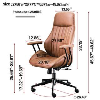 Allwex OL Brown Suede Fabric Ergonomic Swivel Office Chair Task Chair with Recliner High Back Lumbar Support KL600