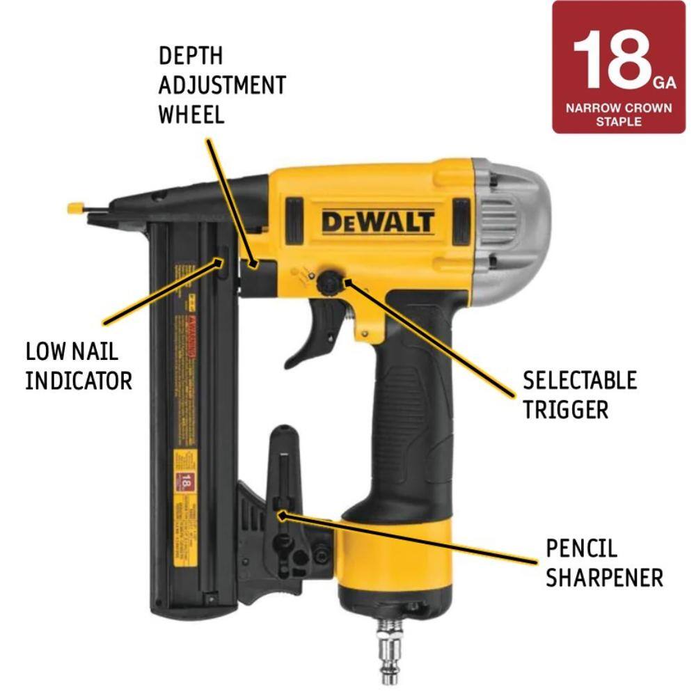 DEWALT DWFP1838 Pneumatic 18-Gauge 1/4 in. Crown Stapler