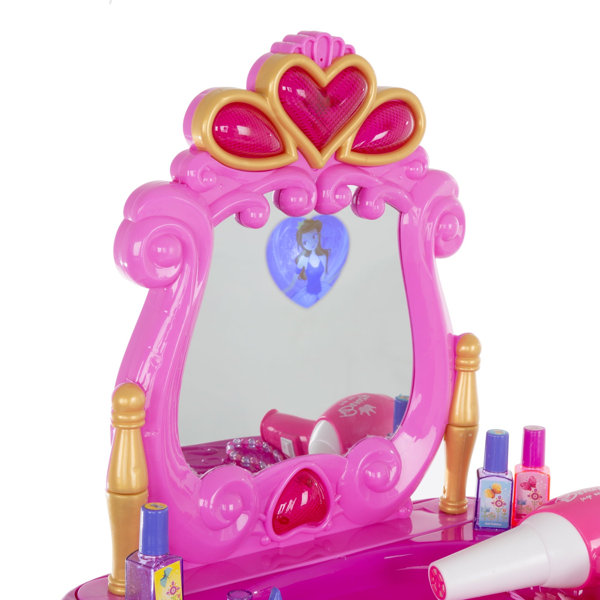 Pretend Play Princess Vanity with Stool， Accessories， Lights， Sounds by Hey! Play!