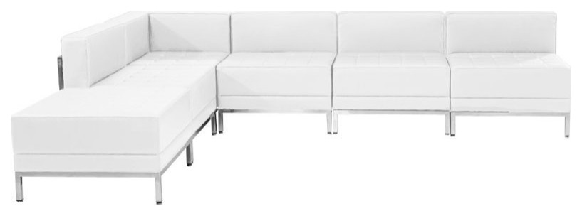 Flash Furniture Imagination 6 Piece Leather Sectional Set in White   Modern   Sectional Sofas   by Homesquare  Houzz