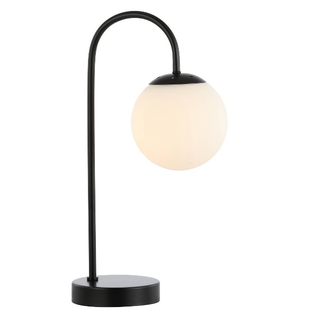 Iron And Glass Arco Minimalist Mid Century Globe Table Lamp includes Led Light Bulb Black Jonathan Y