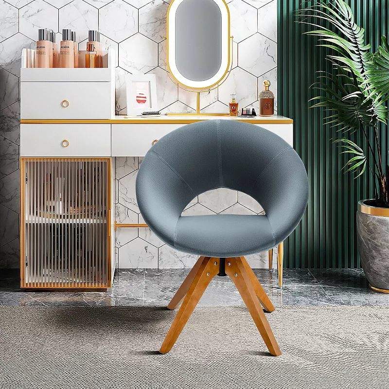 Swivel Accent Chair with Oversized Upholstered Seat for Home Office