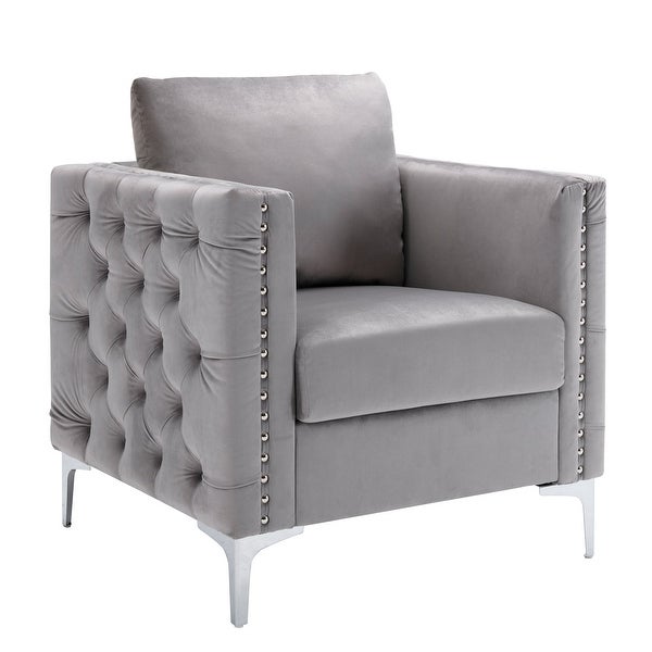 Tufted Button Accent Chair with Steel Legs