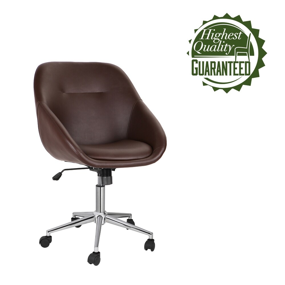 Porthos Home Hayes Swivel Office Chair  Chrome Base  PU Leather