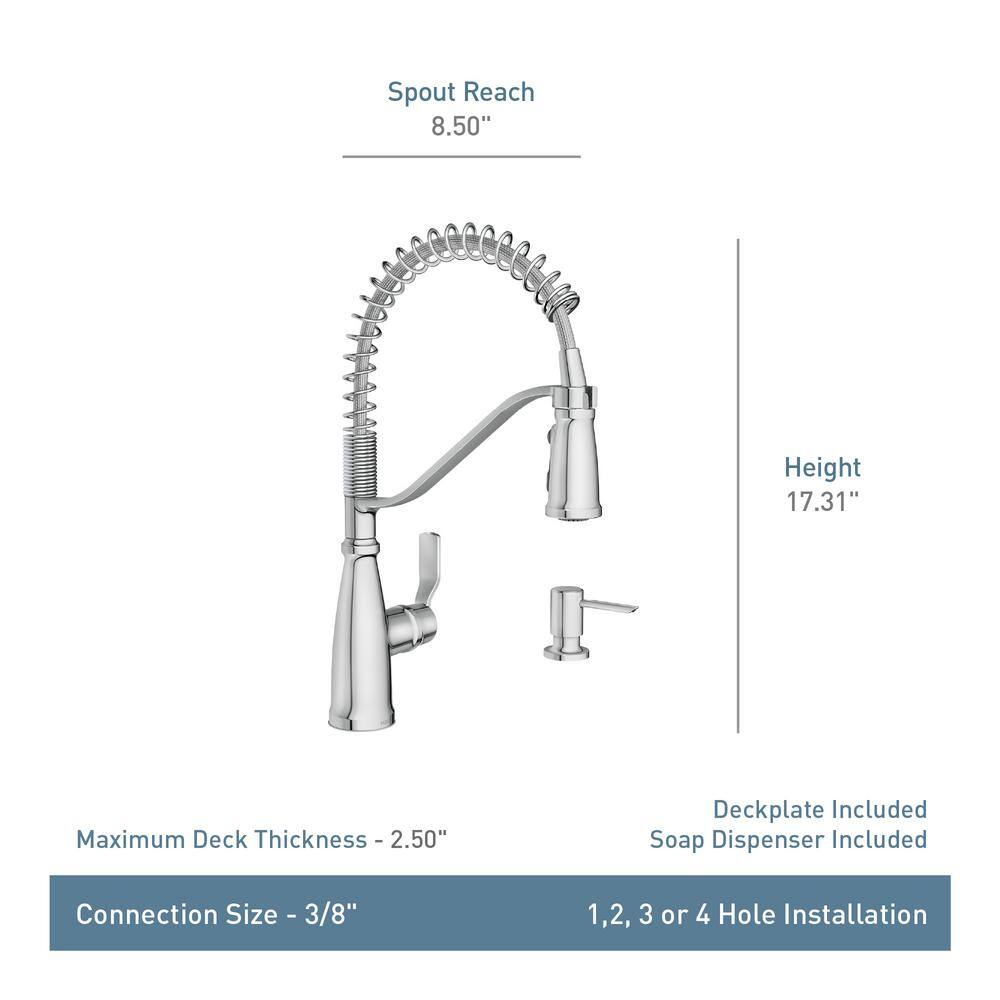 MOEN Nolia Single-Handle Pre-Rinse Spring Pulldown Sprayer Kitchen Faucet with Power Boost in Matte Black 87886BL