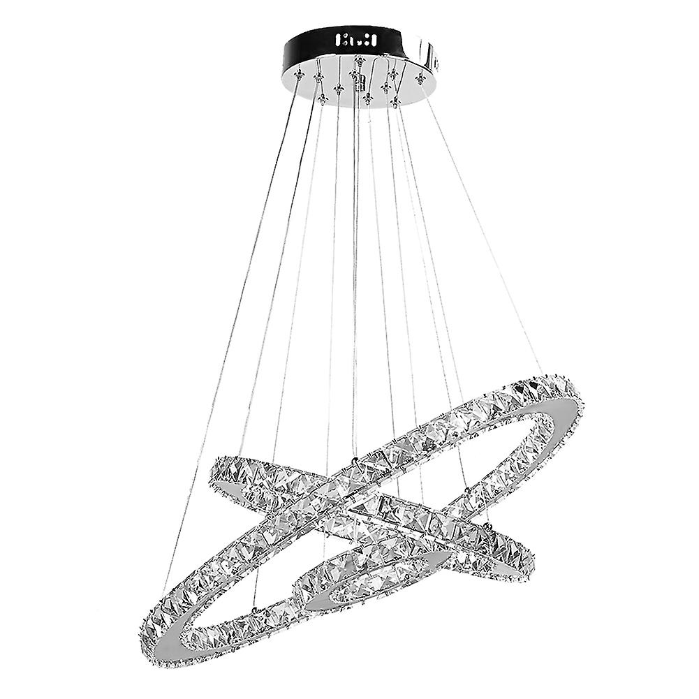 85-265V Modern Stainless Steel LED Pendant Light K9 Crystal Ceiling Lamp 30+50+70