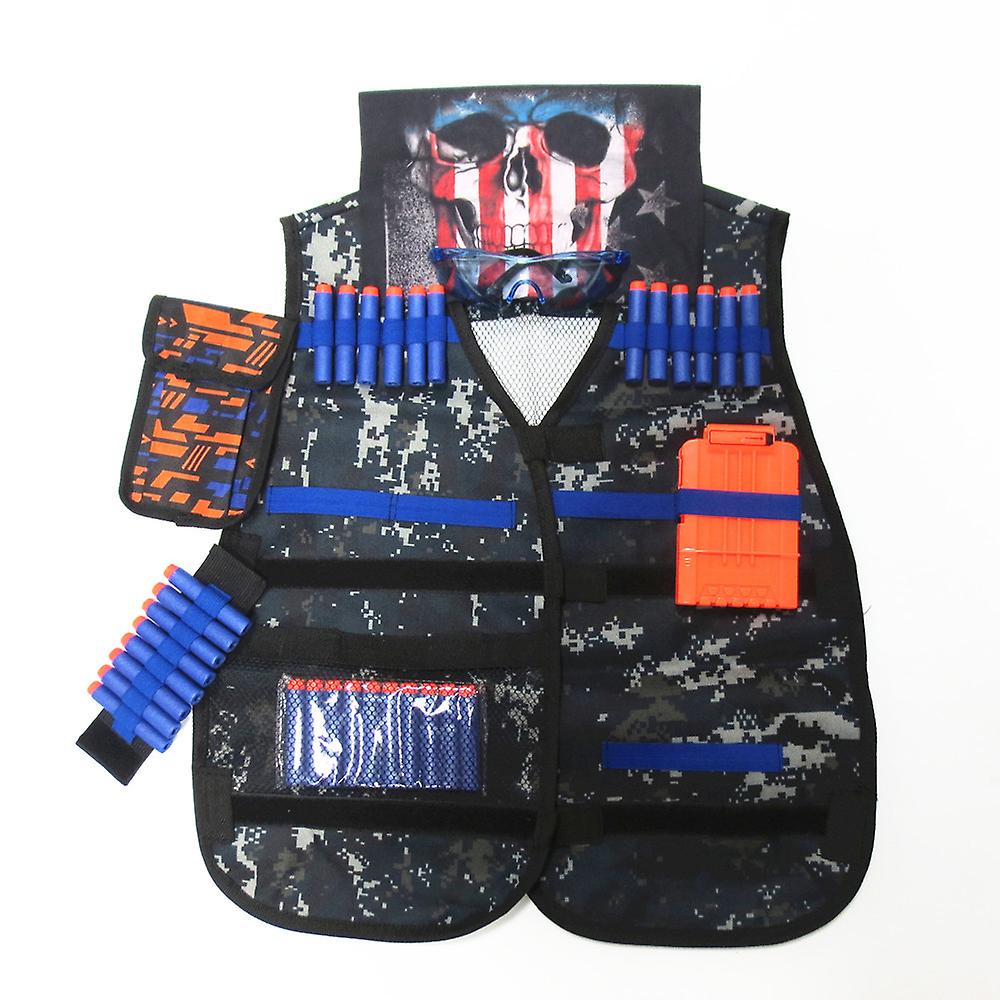 Born Pretty 4-12y Kid Camouflage Tactical Vest Kit For Nerf Toy Gun Series With Refill Darts，pouch，reload Clips Mask，wrist Band，glasses