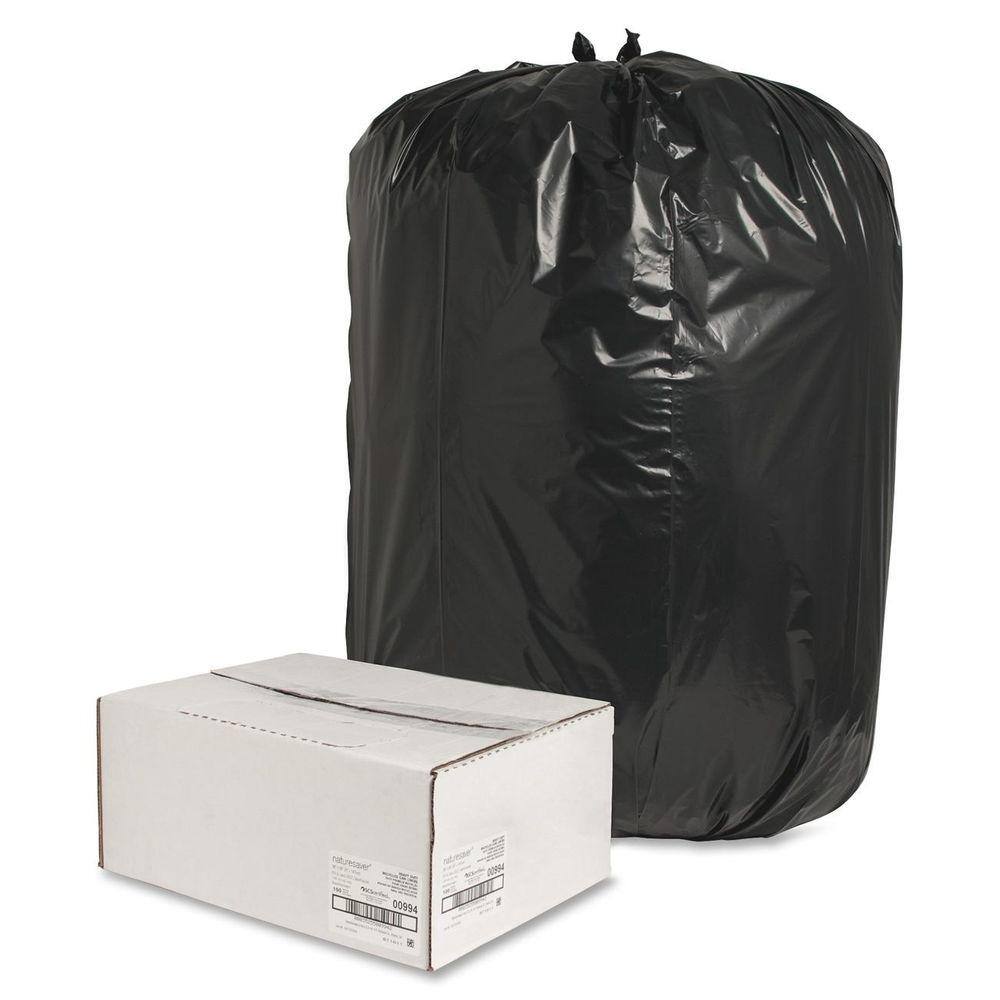 Nature Saver 60 Gal. 38 in. x 58 in. 1.65 mil Recycled Heavy-Duty Trash Liners (100Box) NAT00994