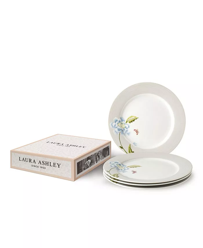 Laura Ashley Heritage Collectables Cobblestone Pinstripe Plates in Gift Box Set of 4