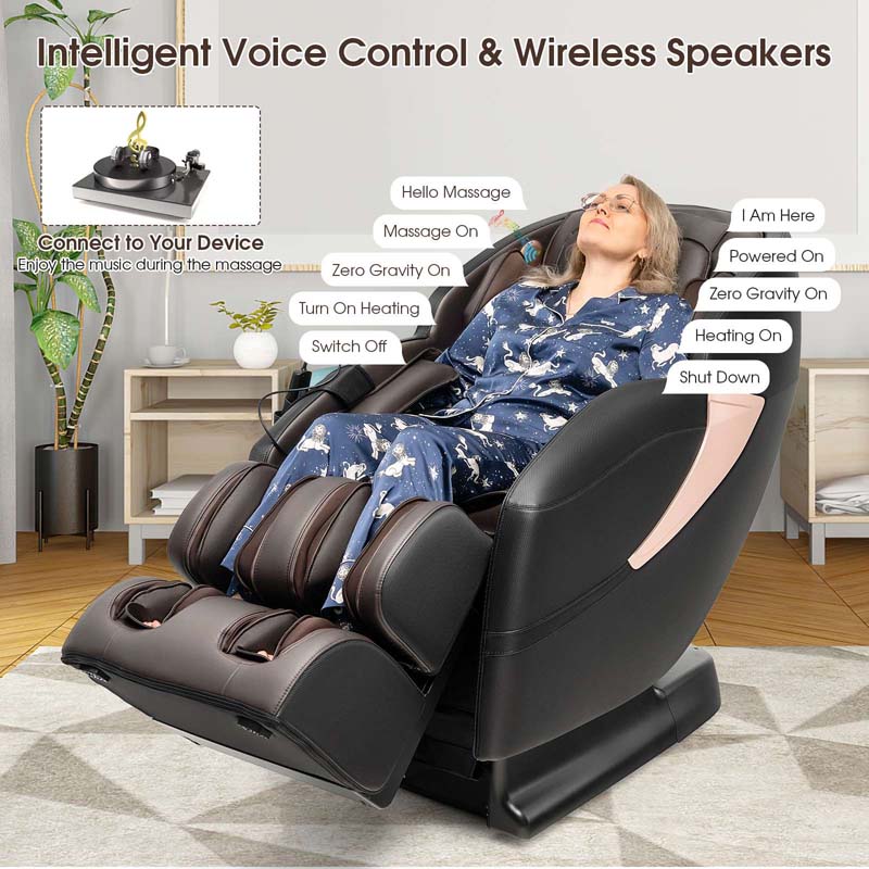 SL-Track Zero Gravity Full Body Massage Chair Recliner with Heating Therapy, LED Color Screen & Voice Control