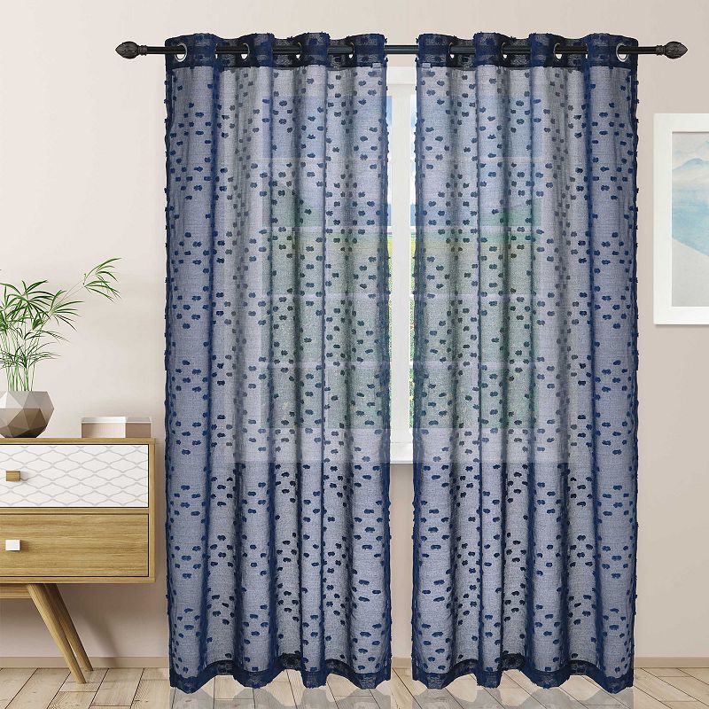 Superior Poppy Sheer Set of 2 Grommet Top Window Curtain Panels