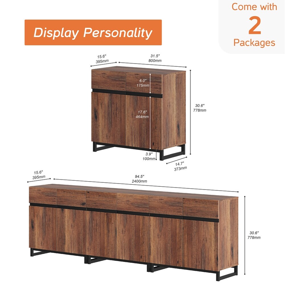 WAMPAT Modern TV Stand with Storage Cabinets for Living Room Bedroom Brown