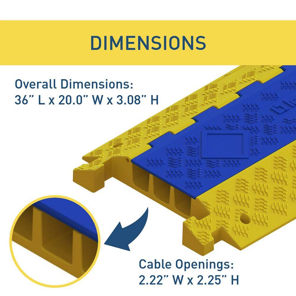 Legrand Wiremold 3 ft. 3-Channel Heavy-Duty Extra Capacity Over Floor Outdoor Weatherproof Cable Protector XCP3SLOT36