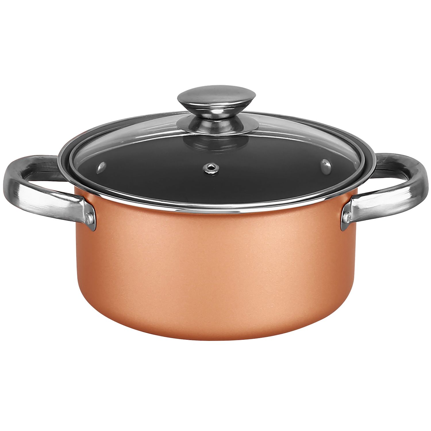 Brentwood 9 Piece Aluminum Non Stick Cookware Set in Copper