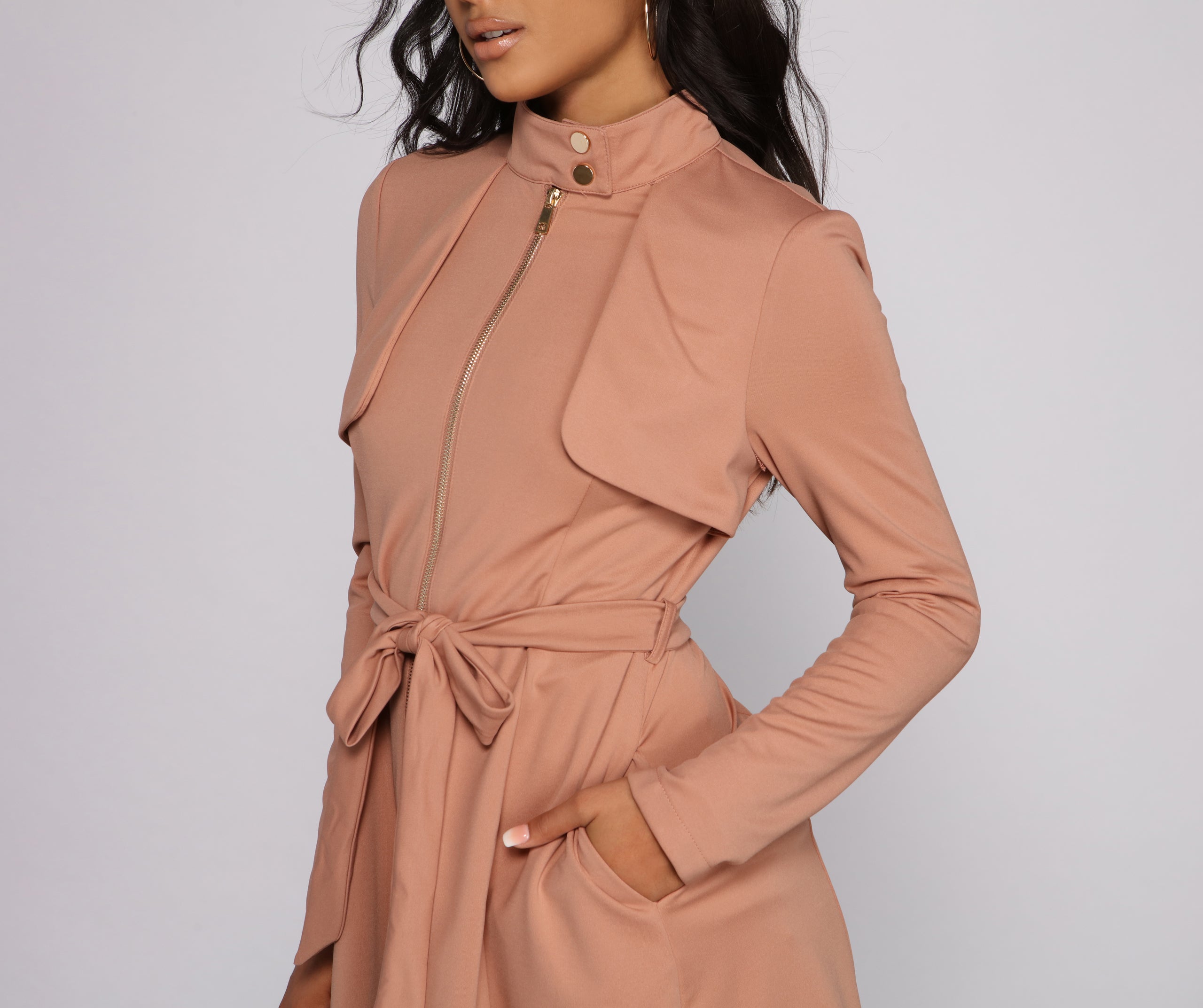 Majorly Chic Belted Trench Dress