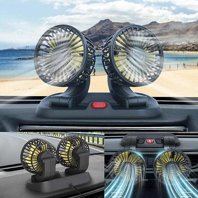 Portable Dual Head Usb Pedestal Fans 2 Speeds Adjustable Air Fan Car Accessories Wind Regulation