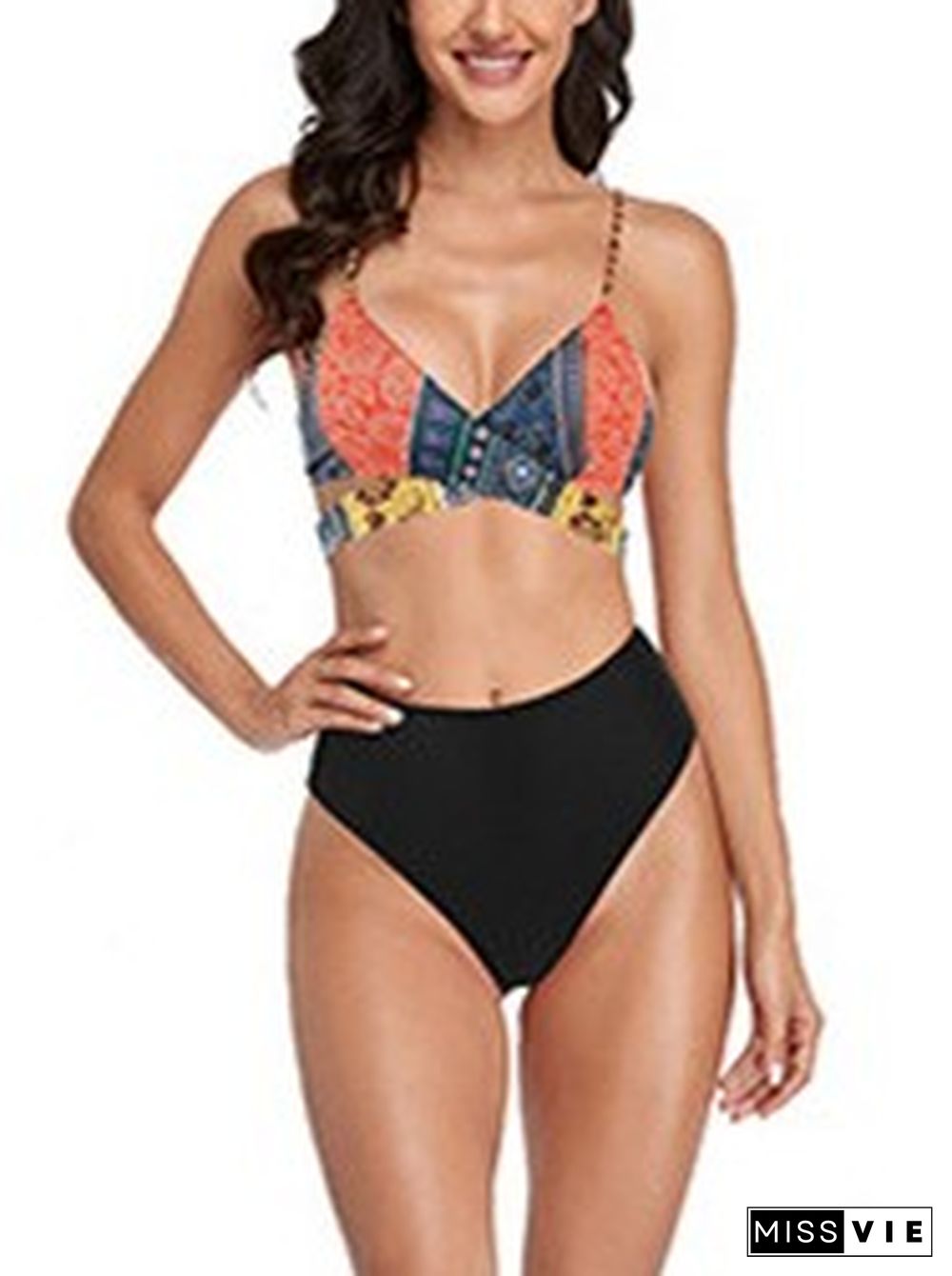 Cross Straps Printed,Graphic Bikini Set