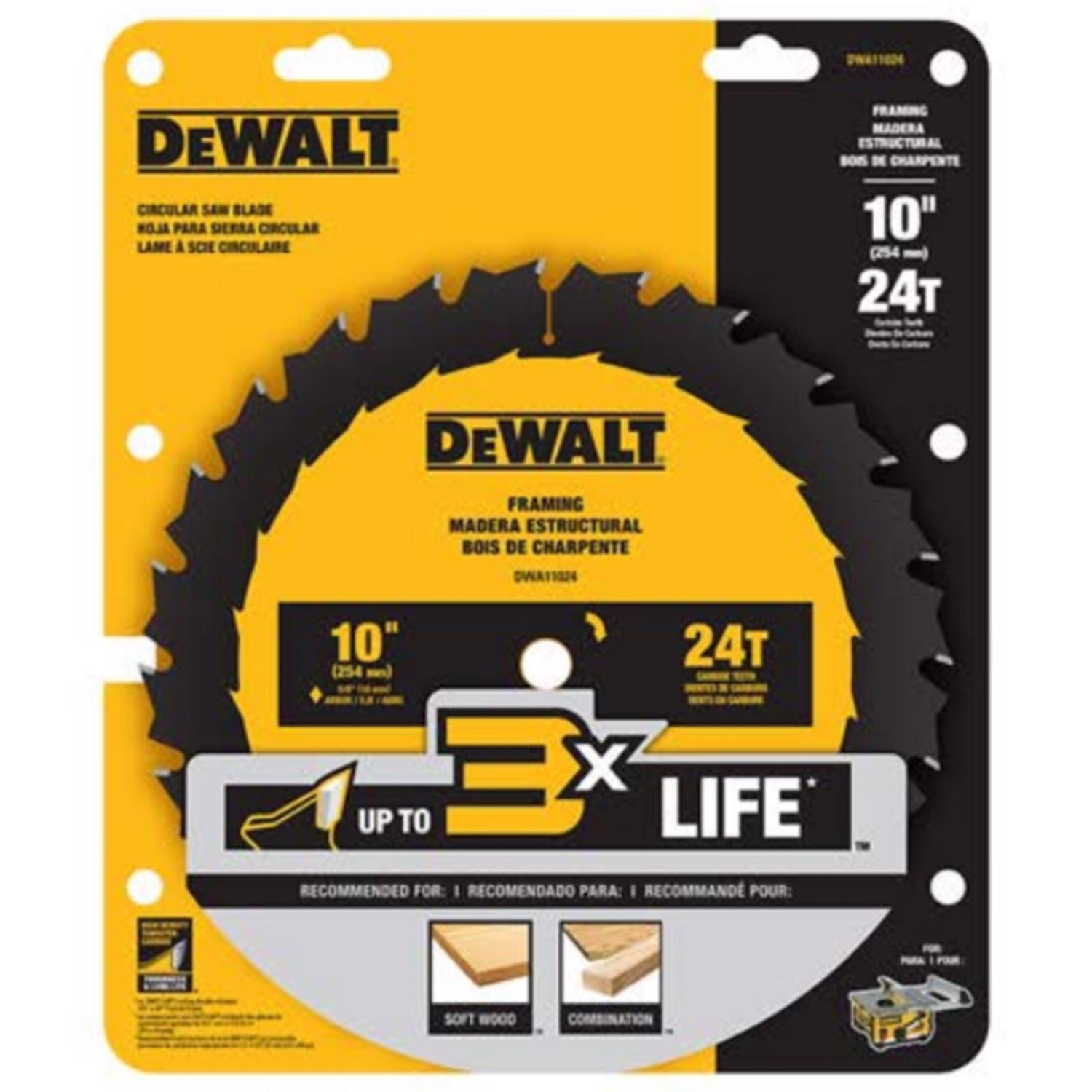 DW 10 in. D X 5/8 in. Carbide Tipped Framing Saw Blade 24 teeth 1 pc