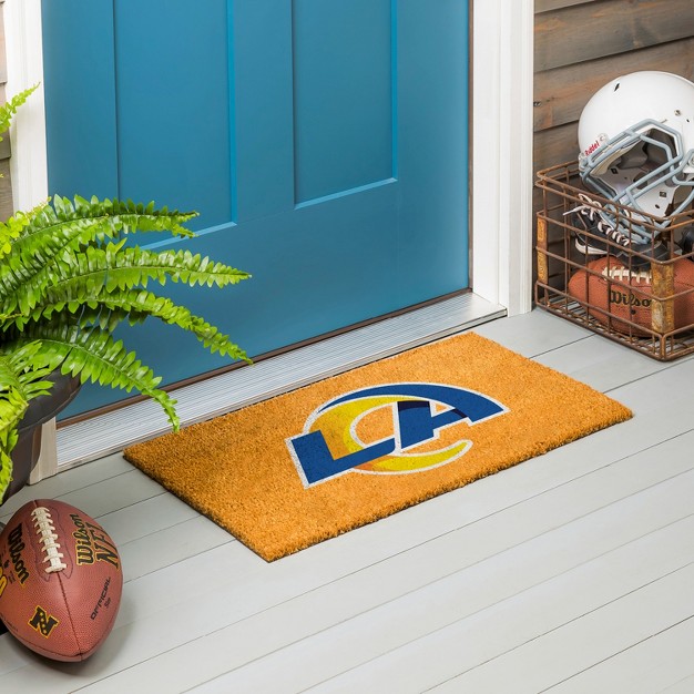 Evergreennfllos Angeles Rams Logo Natural Coir 28 X 16 Inches Indoor Outdoor Doormat