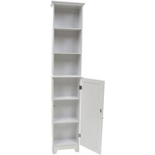 Redmon Contemporary Country 13.5 in.W x 8 in.D x 65 in.H Free Standing Floor Shelf With Shaker Panels  Lower Cabinet in White 5232WH