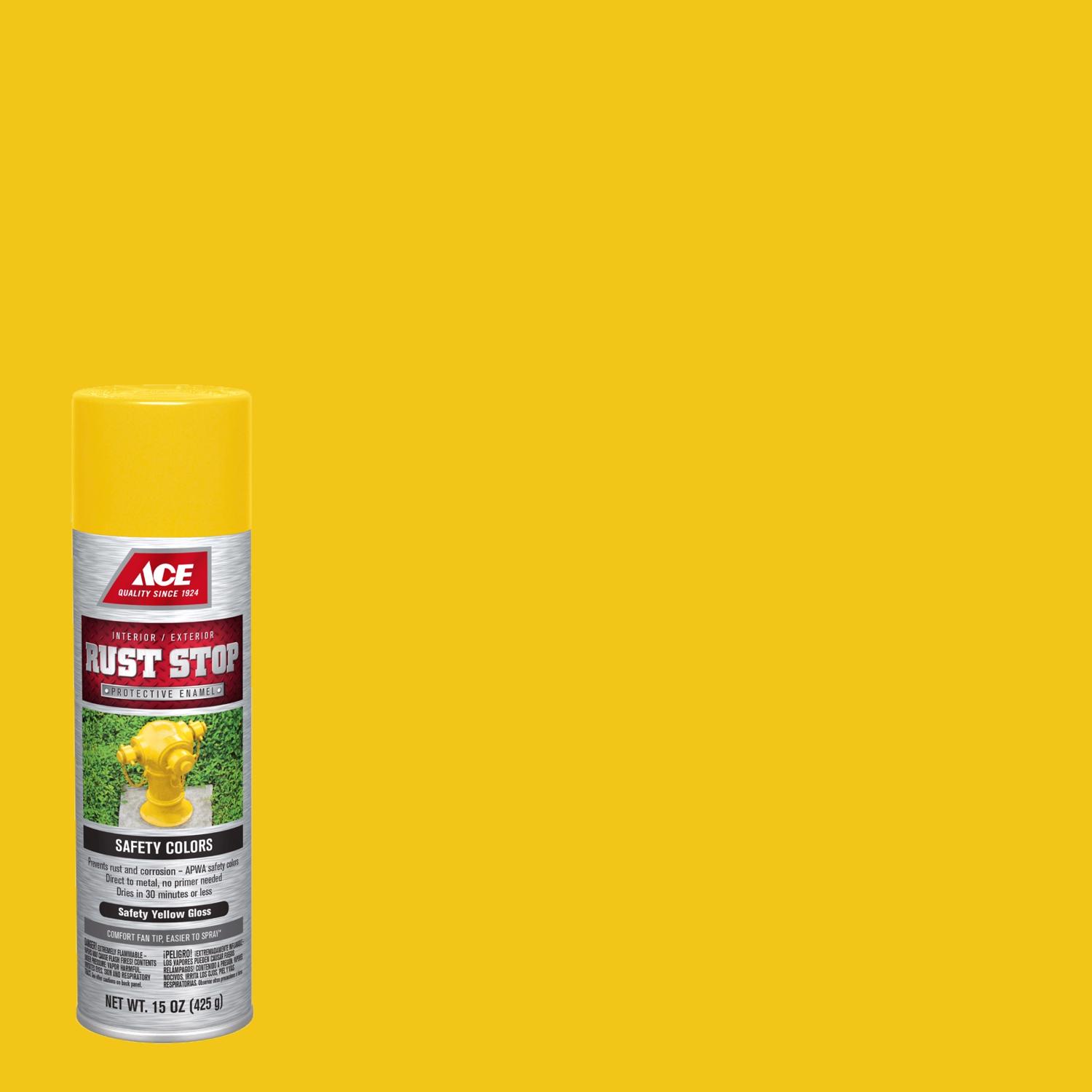 Ace Rust Stop Gloss Safety Yellow Protective Enamel Spray Paint 15 oz