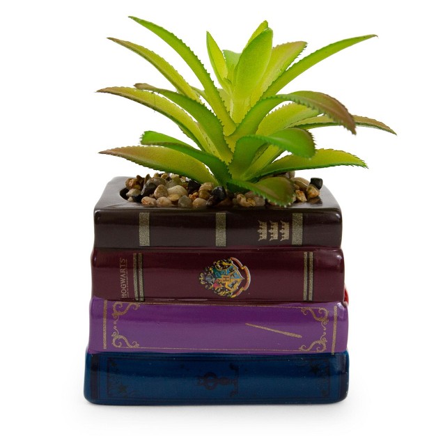 Silver Buffalo Harry Potter Book Stack 3-inch Ceramic Planter With Artificial Succulent