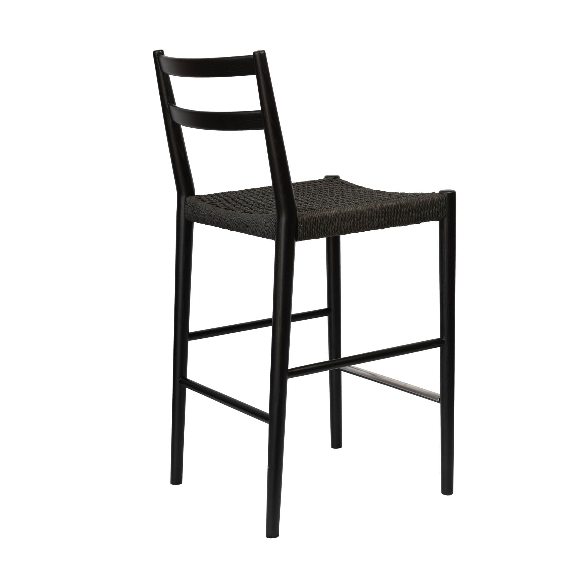 Jakarta Counter Stool with Back - Black/Black Woven Seat