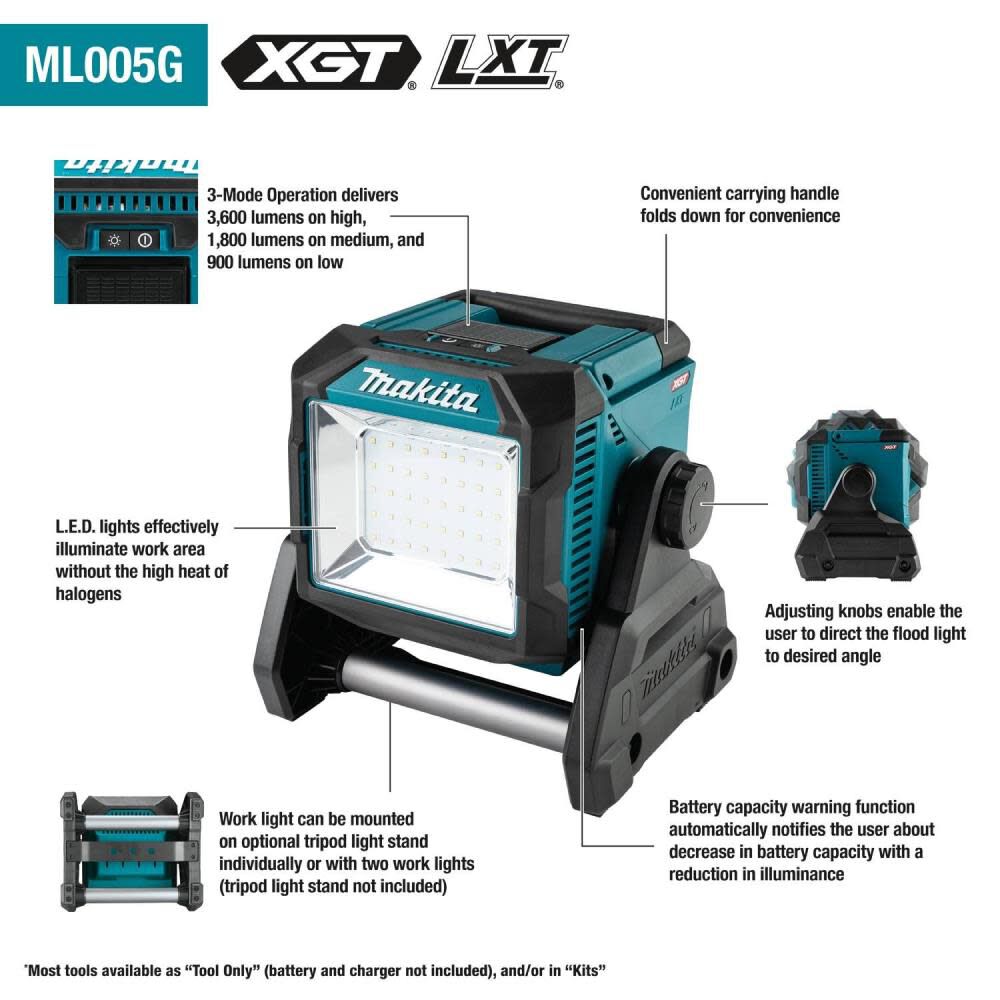 Makita 40V max XGT Cordless Work Light Bare Tool ML005G from Makita