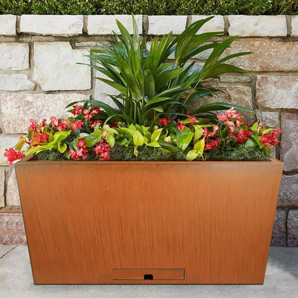 Worth Garden 32 in. L x 12 in. W x 16 in. H Rusted Steel Trapezoid Planter Box G885A03