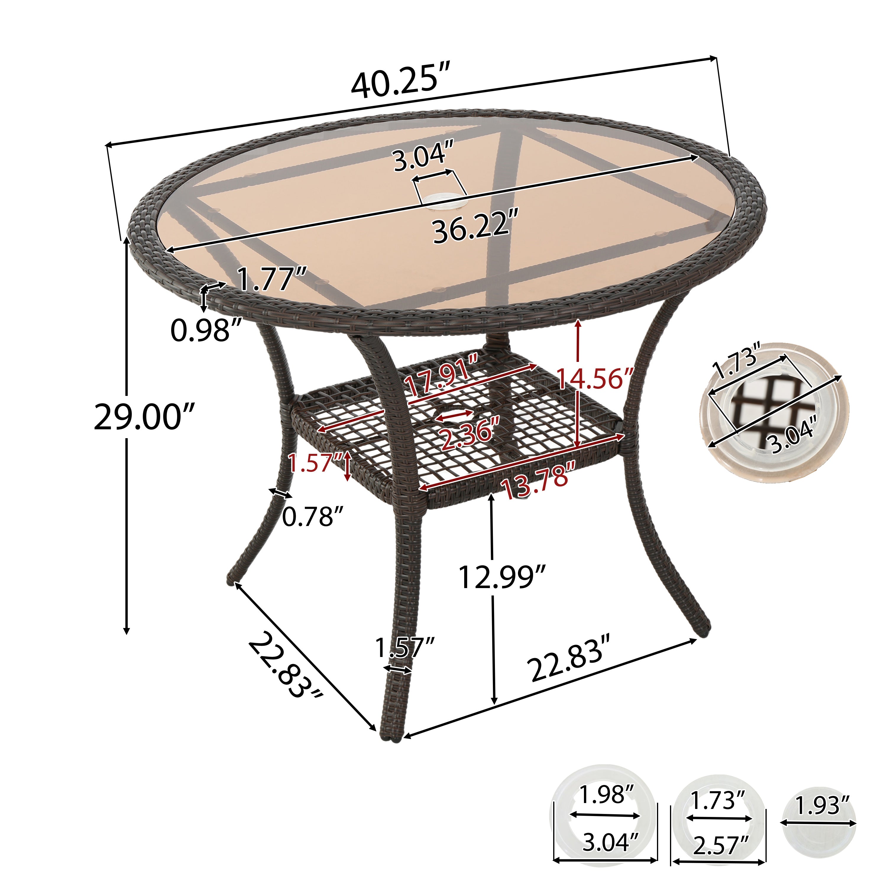 Selander Multibrown Wicker Glass Table